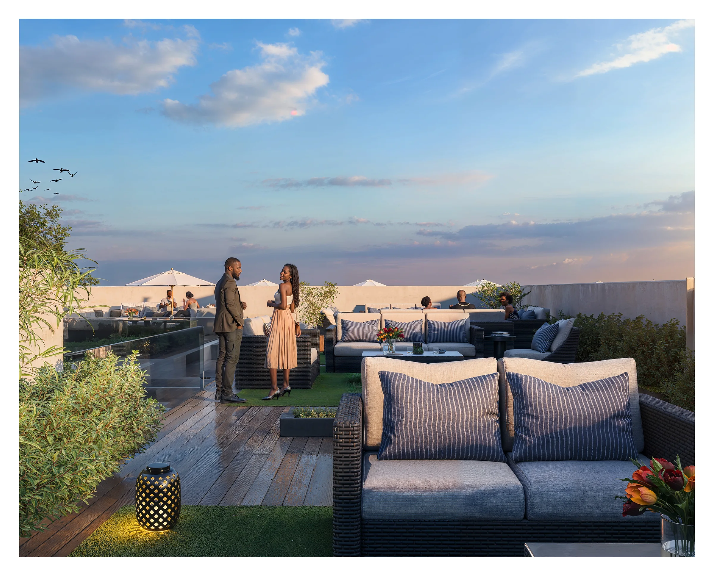 Shared rooftop terrace at Opal Suites